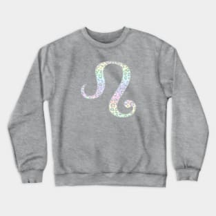 Leo Zodiac Horoscope Symbol in Pastel Rainbow Leopard Print Crewneck Sweatshirt